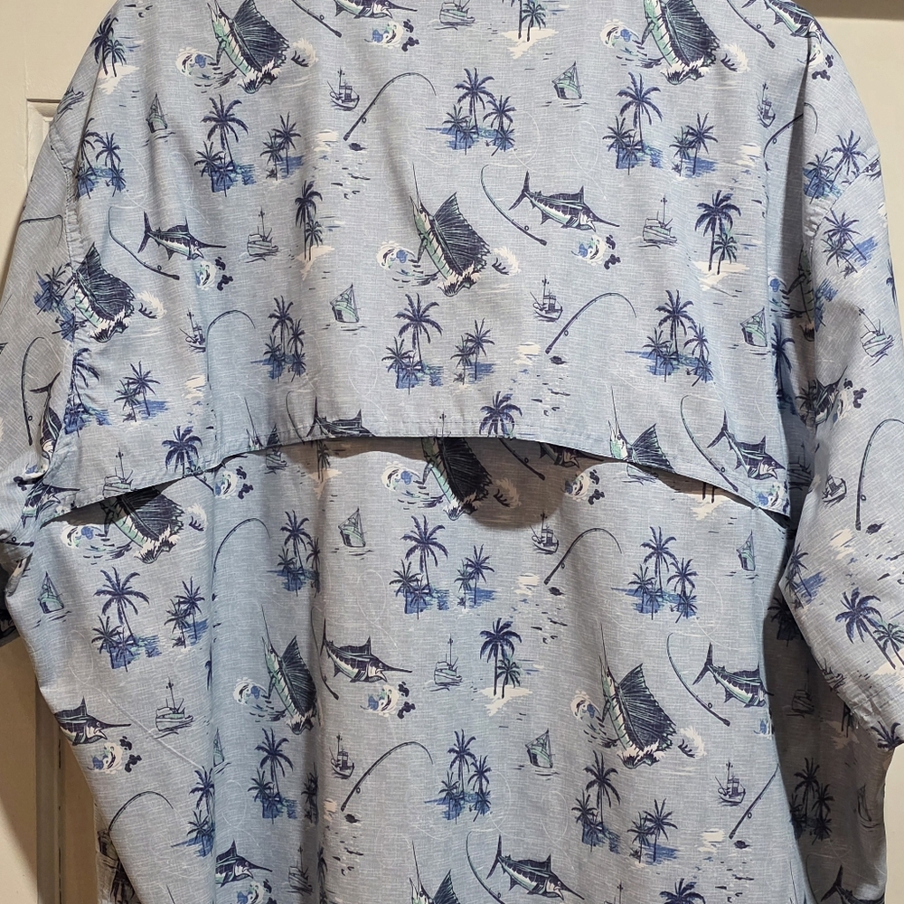 NWOT Men's IZOD Saltwater Short Sleeve Lightweight Shirt. Fishing Print. 2XL - Picture 3 of 9